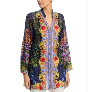 New Johnny Was 100% Silk Tali Magic Garden Tunic M